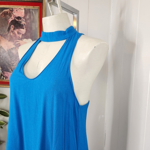 Olivaceous Egypt Blue Mini Sleeveless Swing Dress Halter High Neck New Sz Small - Picture 4 of 7